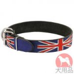 手描き革　首輪(イギリス国旗柄)