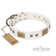 FDT Artisan 'Unforgettable Impress' 犬用首輪 白染め FDT Artisan 'Unforgettable Impress' 犬用首輪 白染め