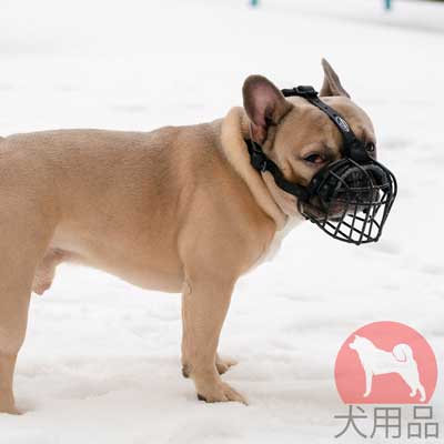 フレンチブルドッグ　口輪　バスケット型　ワイヤー製　柔らかいフェルトの裏池