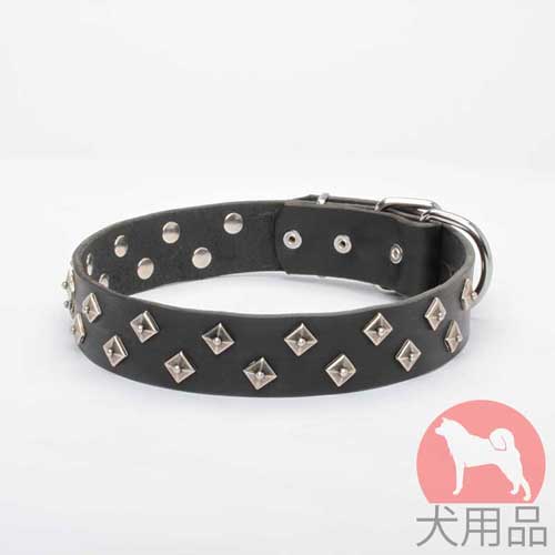 ドット付きスタッズ首輪(ニッケル、40mm)