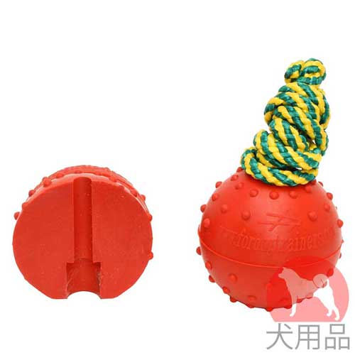 ナイロンひも付犬　ラバーボール(6cm)