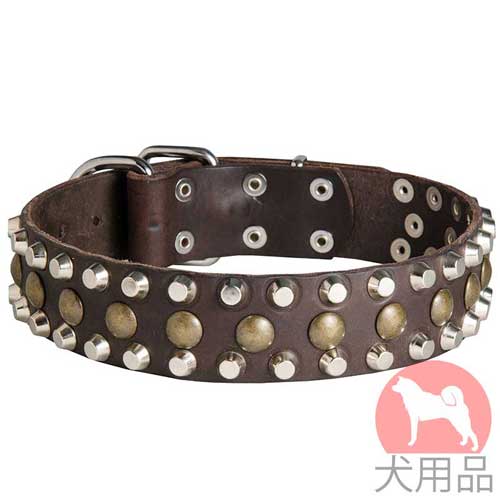 ミックススタッズ付き犬　首輪(38mm)