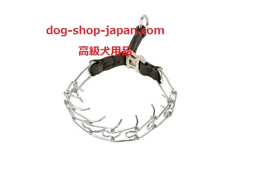 クロムメッキピンチカラー(2.25mm, 38cm,革ストラップ付)