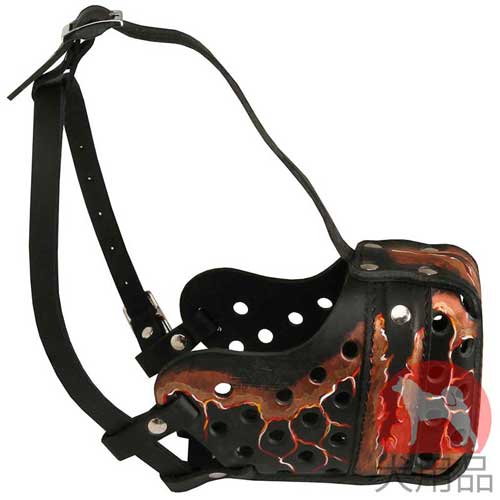 手描き犬　口輪(溶岩流柄)