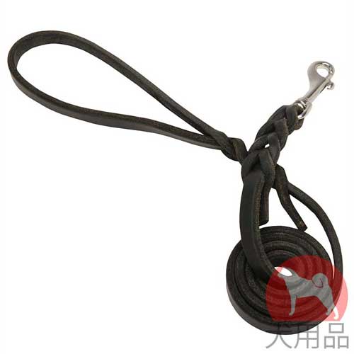 三つ編み付本革　リード(13mm,ステンレスナスカン)