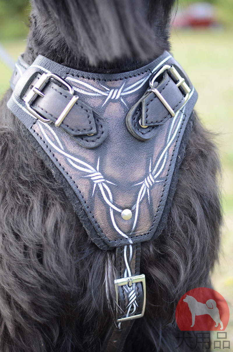 海外 大型犬用ハーネス 有刺鉄線柄 [H1BW#1113 Leather harness] : 犬用品・犬グッズ・犬訓練用具・犬用品通販, 犬用口輪