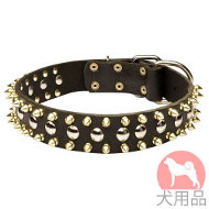 ミックススタッズ付き犬　首輪(2+1連、40mm)